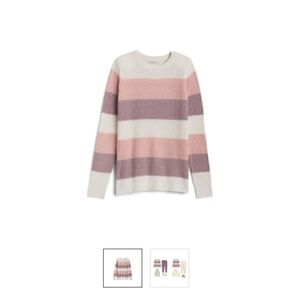 Pink clover rosemary ribbed long sleeve sweater